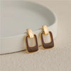 Temperament dripping oil cube earrings coffee color