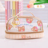 Portable double-layer transparent pencil case-yellow bear