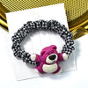 3#black plaid small intestine circle-strawberry bear