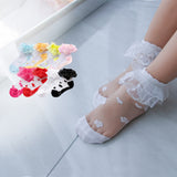 Children's Lace Socks Summer Thin Section Crystal Girls Socks Japanese Lace Princess White Dance Socks Baby Socks