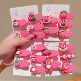 New children's strawberry bear hairpin little girl cute cartoon side clip baby bangs broken hairpin girls hairpin
