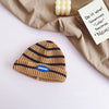 Blue label striped melon hat - khaki