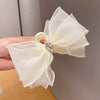 Mesh bow grab clip white