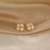 Vintage four petal white flower stud earrings