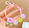 Green leaf floret transparent tricolor bead hair tie