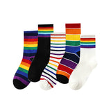 Colorful rainbow children's socks autumn and winter mid-tube socks boys and girls thick baby socks children socks student socks big children
