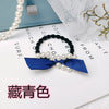 Navy blue ribbon bow hair tie