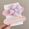 3#korean powder plaid flower two-piece set