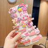 4# pink rabbit rainbow hair clip-14 set