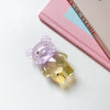 Gold foil bear stand-stitching-transparent purple yellow