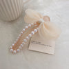 1# pearl bow tie duckbill clip - elegant white