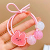 Pink bunny transparent three-color beads hair ring