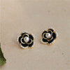 Pearl camellia black stud earrings