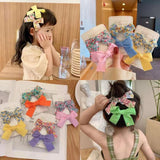 Children's bowknot hairpin Korean girl baby broken flower princess back head headdress little girl does not hurt hairpin