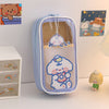 Vertical pencil case - purple blue bread dog