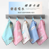 Baby children's kindergarten small square gauze cotton six-layer cartoon jacquard children wash face newborn infants