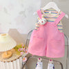 Rabbit head sleeveless suspenders powder / 80cm