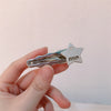 Silver rhinestone star wavy clip / hairpin