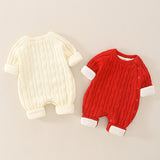 Autumn and winter baby clothes jumpsuit newborn baby girl sweater suit autumn men's knitted sweater coat clothes with fleece