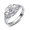 Hibiscus ring silver / adjustable opening