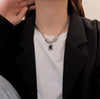 Black zircon double layer hoodie necklace