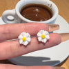 Small white chrysanthemum stud earrings