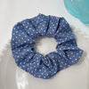 White dots on a blue background