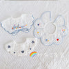 Three-piece blue letter embroidery set