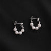 Silver french pearl stud earrings