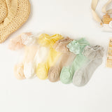 Girls lace ice silk socks summer thin net red crystal socks lace princess socks baby cotton socks children socks