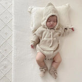 2023 spring baby hooded sweater jumpsuit men and women baby bag fart clothes baby big pocket knitted sweater