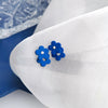 A pair of s925 silver needle blue stud earrings