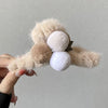 2# mink fluff ball plush claw clip-khaki