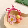 Pink flower hair rope