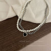 Silver panel pearl heart necklace