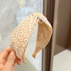 Beige printed small floral cross headband