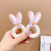 2# plush rabbit ear flower headband - pink 2pcs