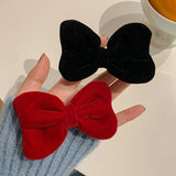 Children's red bow hairpin Korean version of velvet new baby princess duckbill clip bangs simple and sweet hairpin