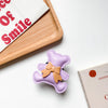 Leather stand - bow tie bear - purple