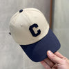 Navy blue peaked cap c letter splicing / (54-58cm) adjustable