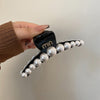 Black white beads long