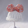 Single layer empty top white lace red floral big bow / xs0-3 months (suitable for head circumference 36-40cm)