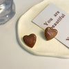 A pair of s925 silver needle coffee color earrings