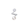 One white gold left ear star pearl earrings / copper (with earplugs)