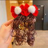 Red wig hair clip [white hair ball] 2 packs