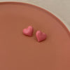 Girl pink heart stud earrings