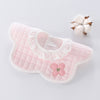 Lace embroidered bib pink flowers