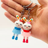 Cartoon radish rabbit key chain bag pendant PVC soft rubber tutu skirt baby rabbit key chain rabbit year gift