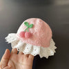 Korean pink cherry hat / 0-3 months
