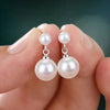 C02 round beads [acrylic white] silver earrings